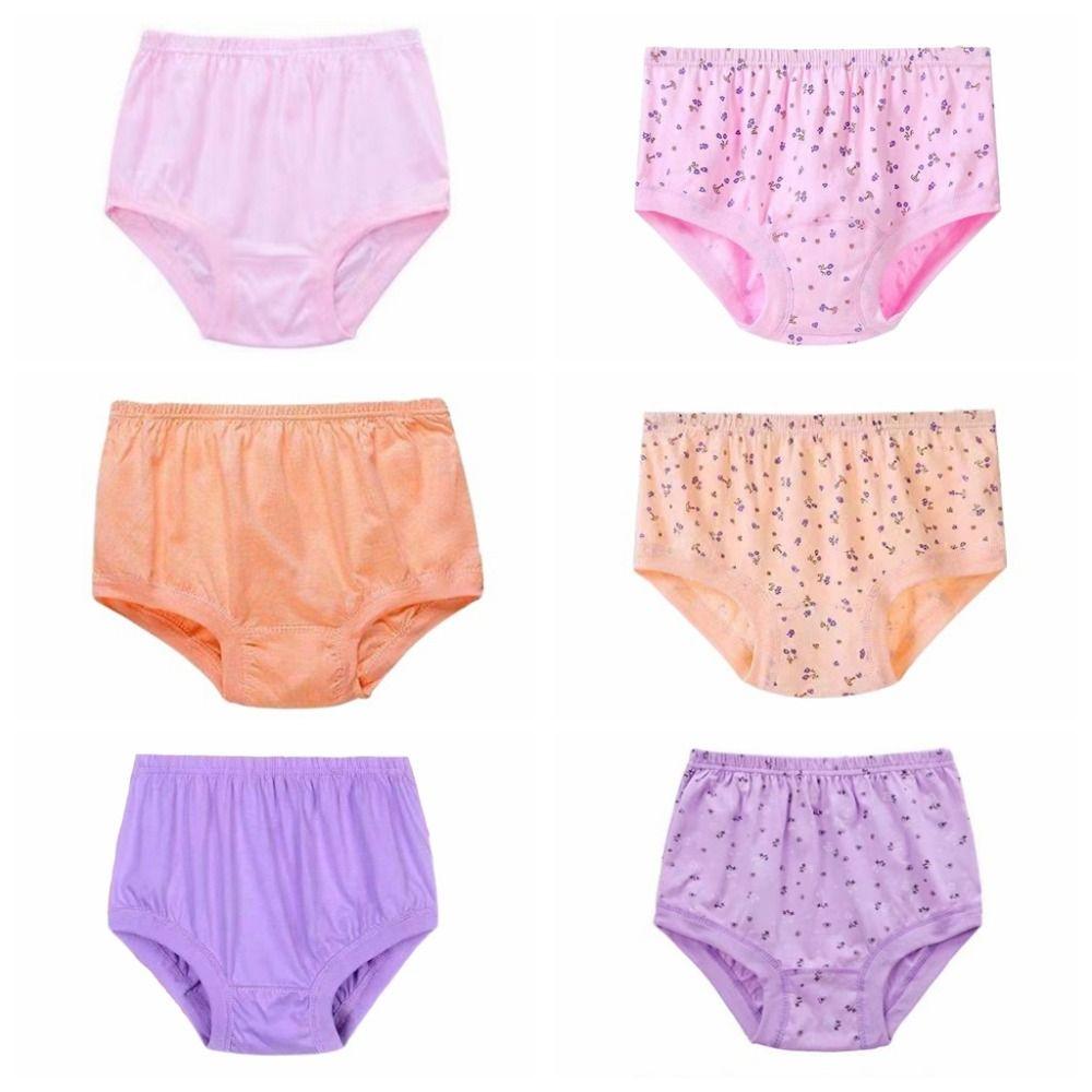 5PCS High Waist Elderly Plus Size Briefs Breathable Women Underwear Flower Cotton Panties  Gifts