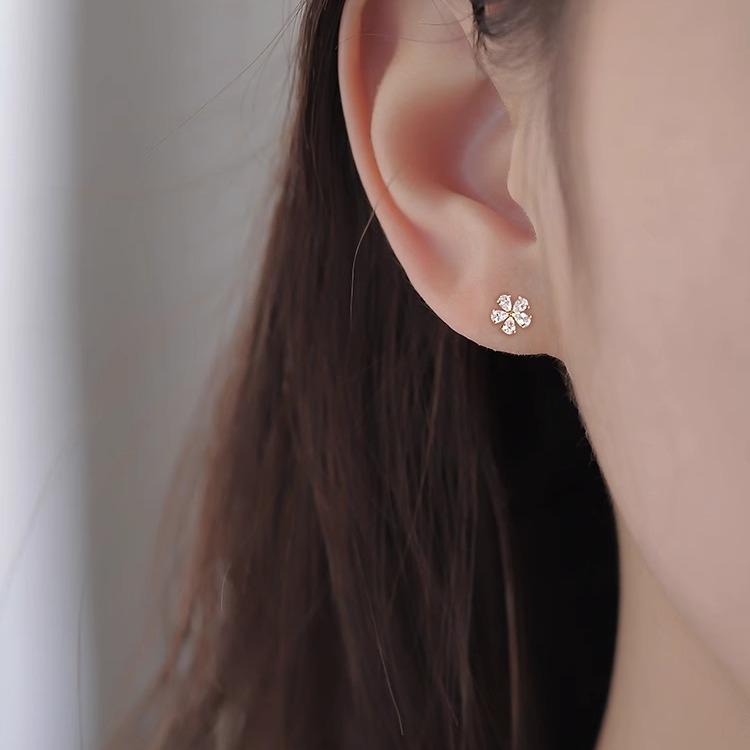 Серьги-гвоздики из серебра S925 с мини-цветами, Алмазные серьги, Маленькие серьги-гвоздики для козелка уха
