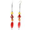[R5267] - Ethnic Earrings 'Calcutta' Red - 10 Cm