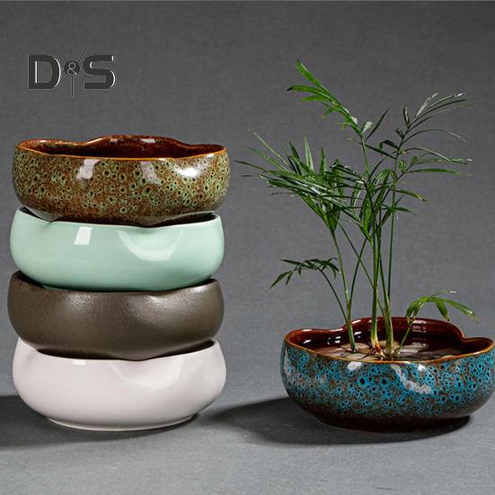 Кашпо для лотоса с большим отверстием, керамический цветочный горшок для лотоса, глазурованная чаша для золотых рыбок, чаша для бонсай, горшок для лотоса для гидропонных растений, нарцисс