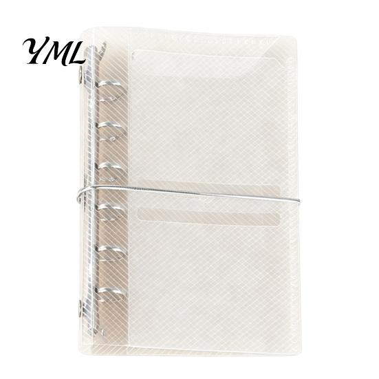 Pocket Trifold Binder A6 A7 M5 Binder, 5/6-Rings Transparent Refillable Loose Leaf Folder, Planner Budget Notebook Cover for School, Office, Meeting