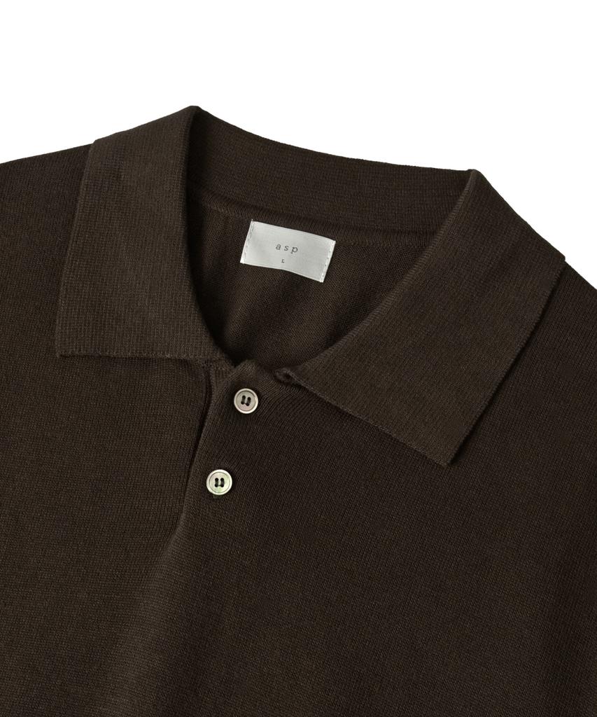 ASP Cotton Short Sleeve Collared Knit - Brown