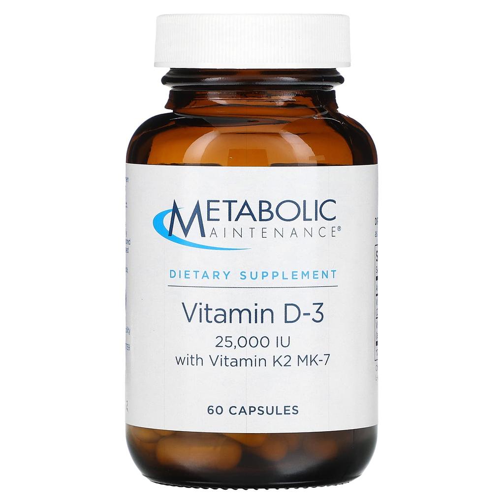 Metabolic Maintenance Vitamin D-3 Containing Vitamin K2 MK-7, 25,000IU, 60 Capsules
