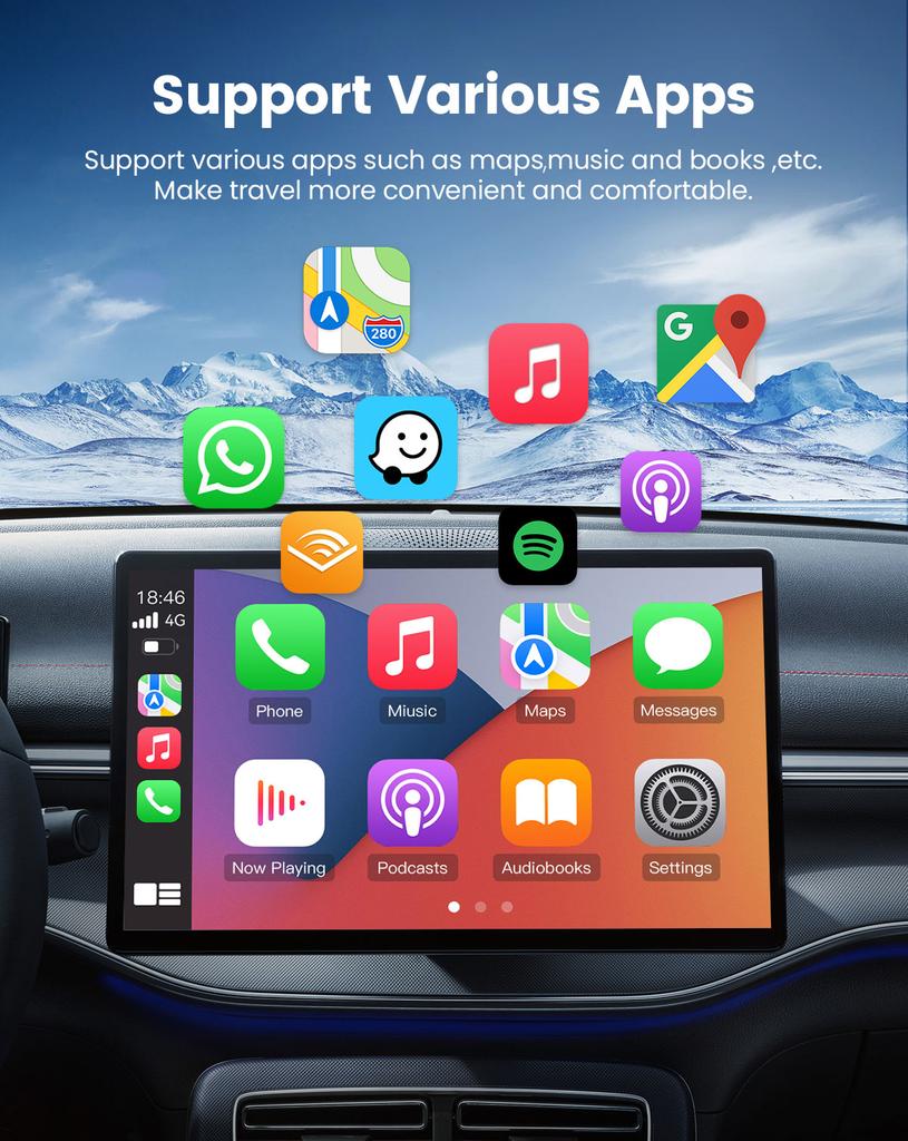 Mini 2 In 1 Wireless CarPlay USB Dongle Wired Android Auto AI Box Car Multimedia Player Type C Adapter Bluetooth Auto Connect