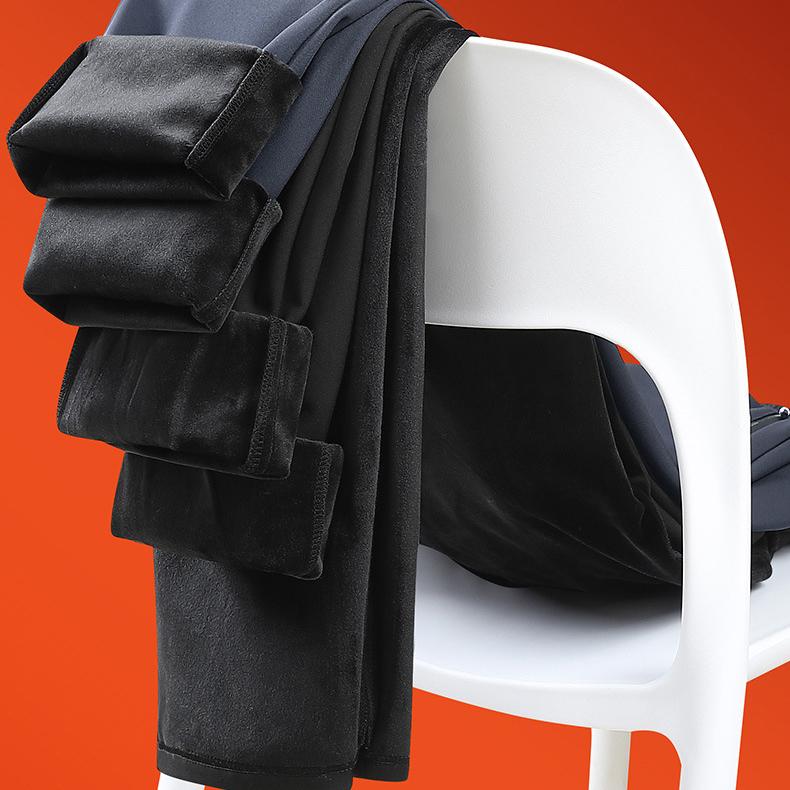 Зимние мужские теплые обтягивающие спортивные штаны с флисовой подкладкой, плотные повседневные плюшевые спортивные штаны