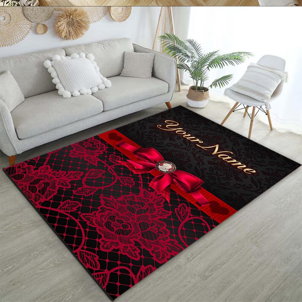 Rose Personalized Text Area Rug Perfect for Decorate room Outdoor Playrooms Hallway Anti-slip Rug Office home decor Birthday/Christmas Gift