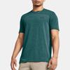 Under Armour Letter Logo Print Crew Neck Short Sleeve T-Shirt Men Tops Ocean-Green 1382799-449