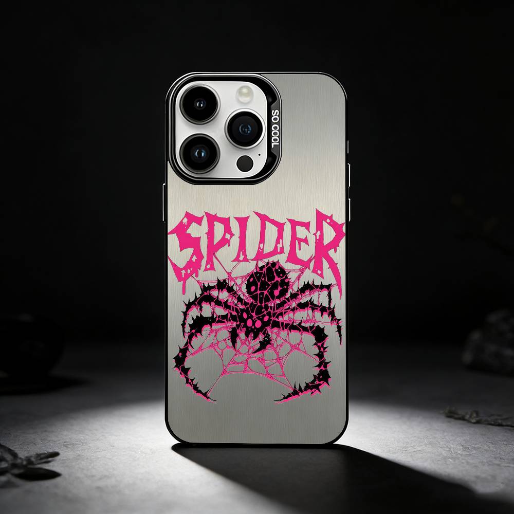 Крутой модный тренд Чехол-паук для iPhone 17,16,15,14,13,12,11 Plus,Pro Max,XS,Цветной серебристый чехол для телефона