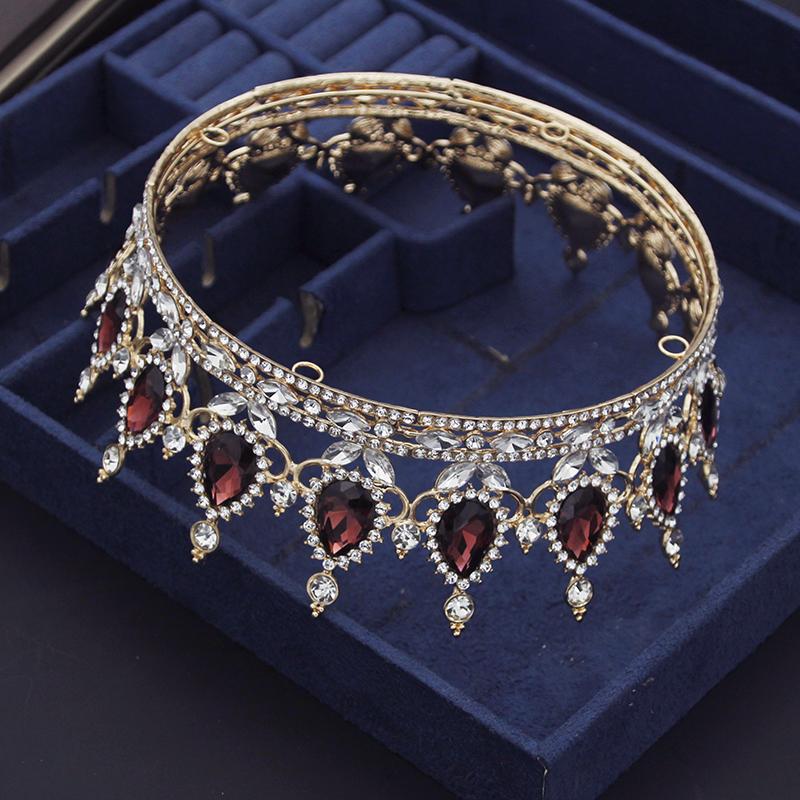 Королевские королевские тиары и короны красные, фиолетовые, кофейные, хрустальные диадемы, свадебные короны, свадебные украшения для волос, аксессуары для невесты