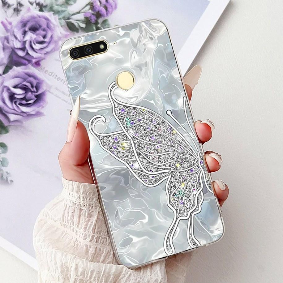 For Huawei Y6 2018 Case ATU-L21 ATU-L22 Cover Luxury Marble Butterfly Soft Silicone Phone Cover For Huawei Y6 Prime 2018 Carcasa
