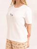 Women' Two-Piece Cotton Pajamas Short Sleeves Long Pants Moraj Ecru