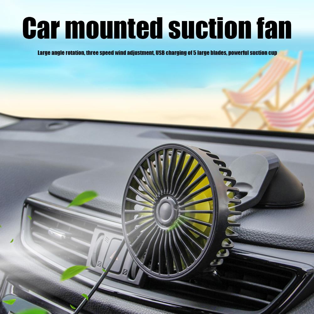 Вентилятор для автомобиля, грузовика, работающий от USB, 3-скоростной, регулируемый, охлаждающий вентилятор для приборной панели автомобиля с присоской для лобового стекла