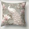 White Peacocks And Magnolia Blossoms Double-Sided Printed Pillow Cover Short Plush Suitable Living Room Sofa Throw Cushion Cover