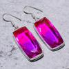 Bi-Color Tourmaline Gemstone Handmade 925 Sterling Silver Earring 2.01" E4d37