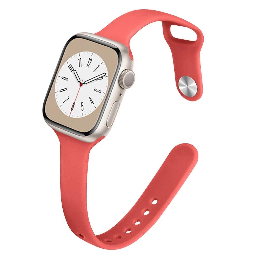 Ремешок для Apple Watch Band 40 мм, 44 мм, 45 мм, 41 мм, 38 мм, 42 мм, спортивный тонкий силиконовый браслет correa iWatch Series 8 Ultra 2 SE 7 6 3 9