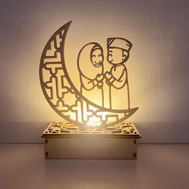 Деревянное украшение Ид Ночник Рамадан Настольное украшение Сделай сам Светодиодная лампа Поделки Исламский Мусульманский Дом Вечеринка Украшение Подарки