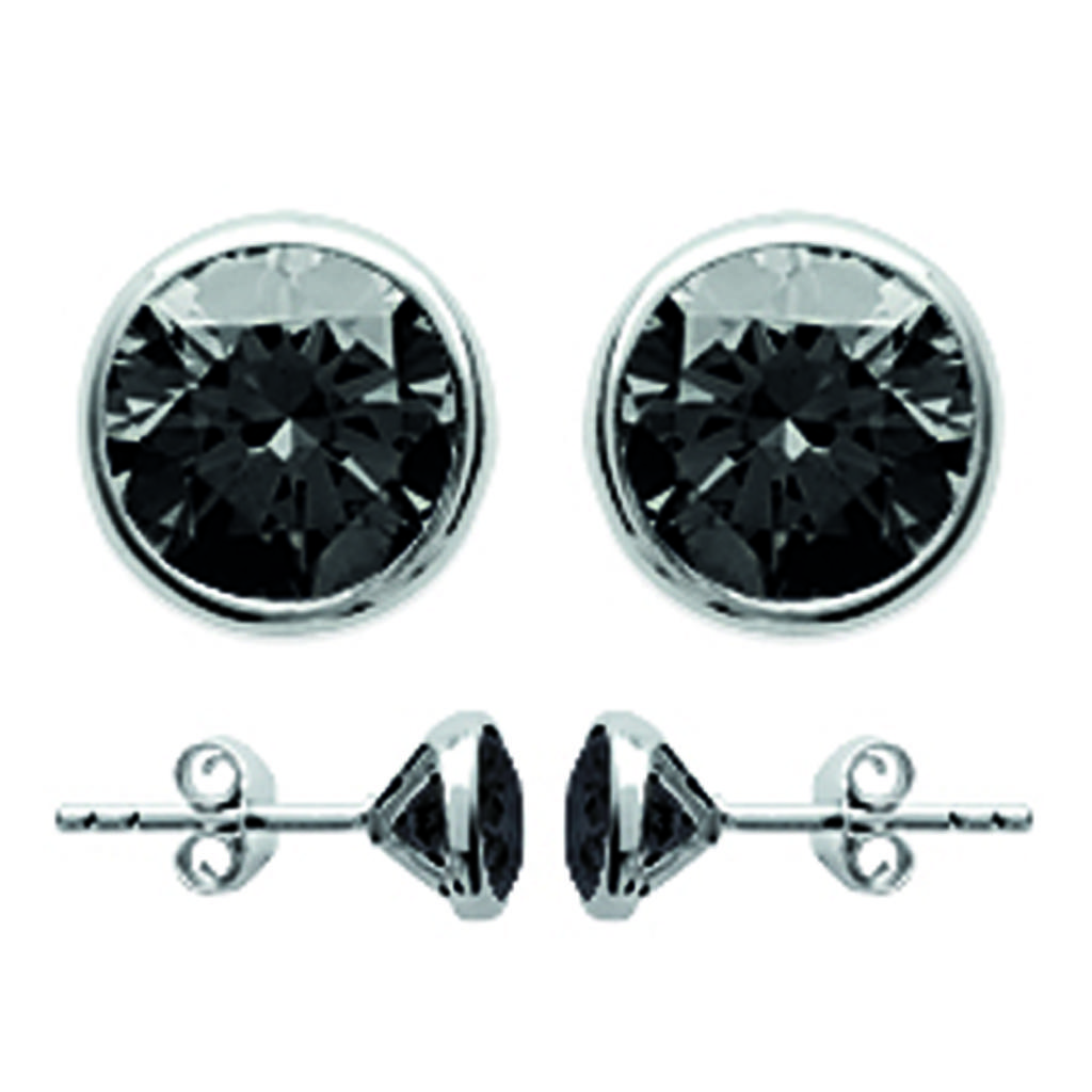 Les Trésors De Lily [M1093] - Silver Earrings 'Unique' Black Silver (rhodium Plated) - 6 Mm