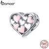 BAMOER Стерлинговое серебро 925 пробы, полное любви, бусины в форме сердца, розовые и белые подвески, подходят для оригинального браслета