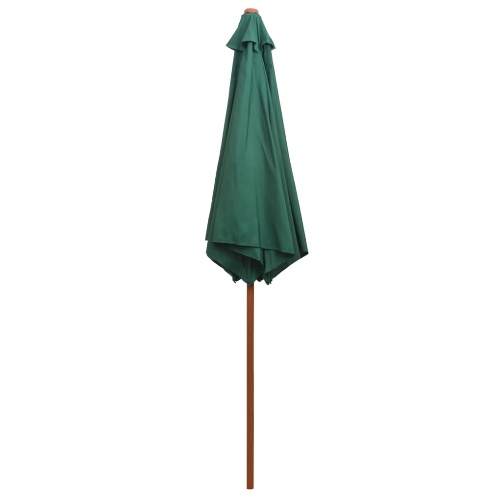 270 x 270 cm Wooden Mast Sun Umbrella Green