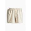 H M Linen Blend sHorts Regular Fit creaM