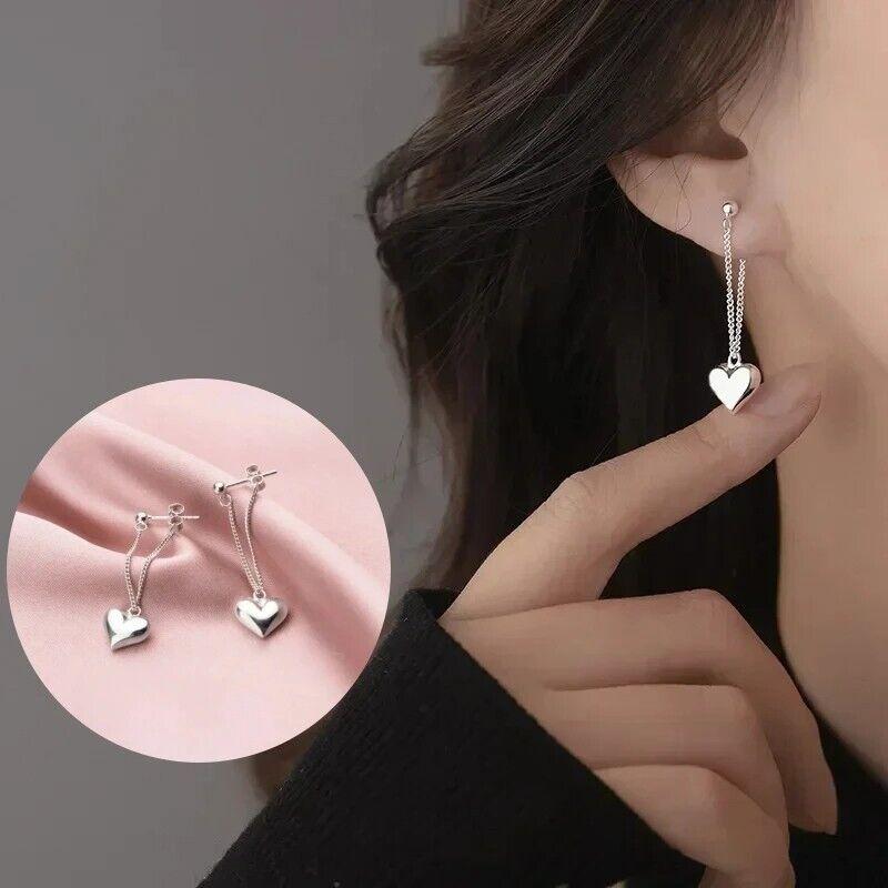 Женщины Девушки Стерлингового Серебра 925 Сердца Мотаться Серьги-гвоздики Ювелирный Подарок