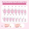 150 Pieces French Press On Nail Pre Applied Base Coat and Primer No Filing Needed for DIY Nail Art Salon Quality Nail