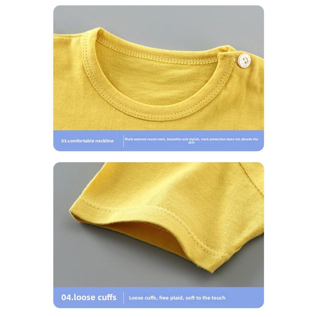 Детский комплект с коротким рукавом Летний А-класса Чистый хлопок Одежда для мальчиков Футболка для девочек Летняя одежда для малышей Детская одежда