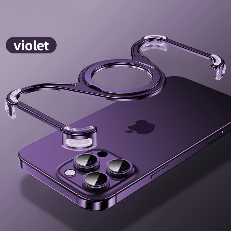 Магнитный металлический чехол для телефона iPhone 13 14 15 16 Pro Max с подставкой W-образной формы, держатель из алюминиевого сплава, безрамная охлаждающая оболочка