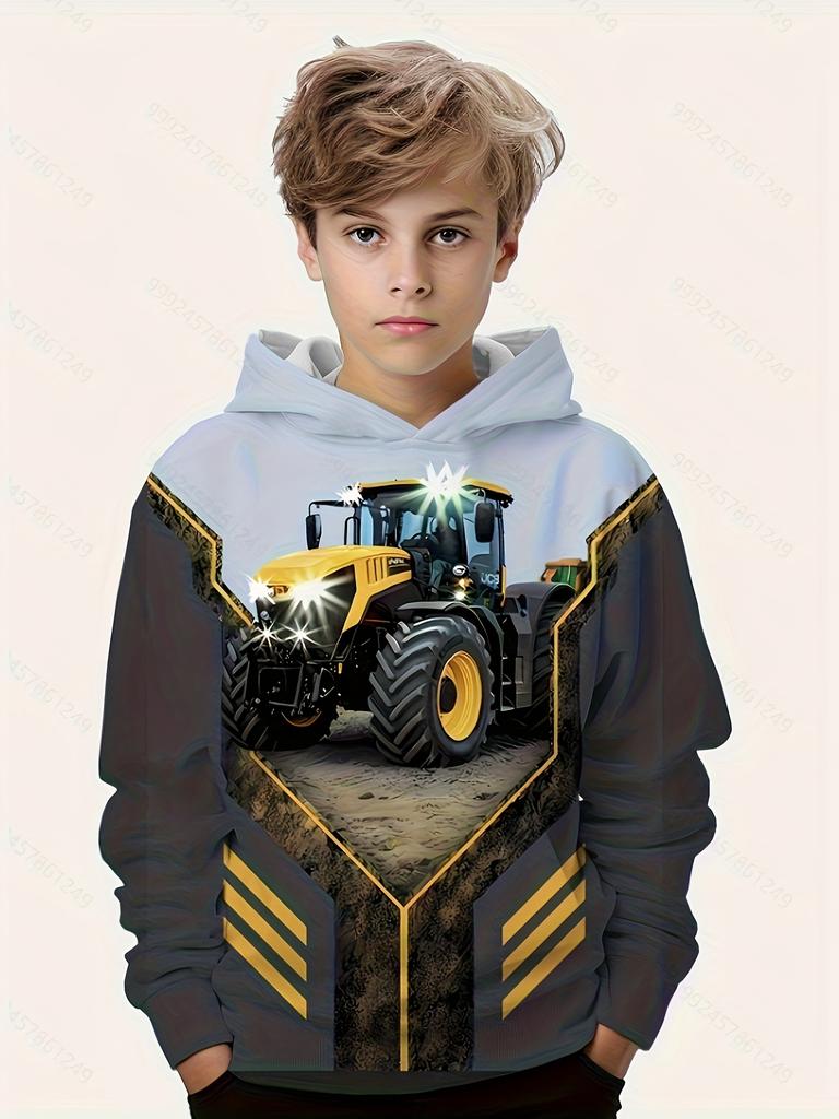 Одежда для мальчиков Футболка с длинным рукавом для девочек Толстовки с капюшоном с рисунком для детей Осенняя детская одежда с принтом машин Модные топы унисекс