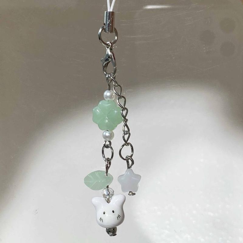 Многоцелевой Шарм Ручной Работы с Бусинами в Виде Кроликов, Милый Ремешок для Телефона, Стильный Аксессуар, Портативный для Модного Украшения