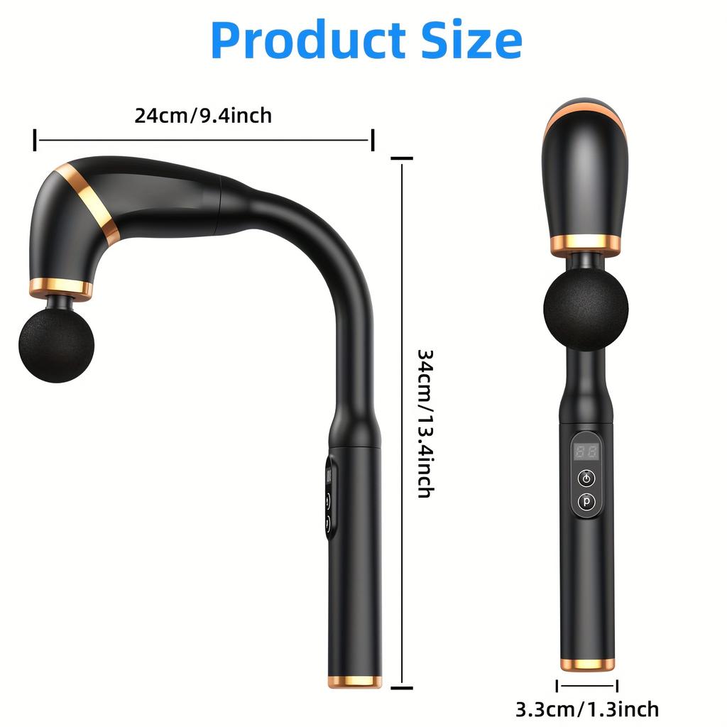 Massage Gun Deep Tissue - Back Massager for Relax Deep Tissue with Extended Handle, 10MM Percussion Less-Shock Neck/Foot/Leg/Shoulder Massager