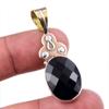 Натуральный черный оникс драгоценный камень 925 пробы цельное стерлинговое серебро двухцветный кулон 1,75" K7A16