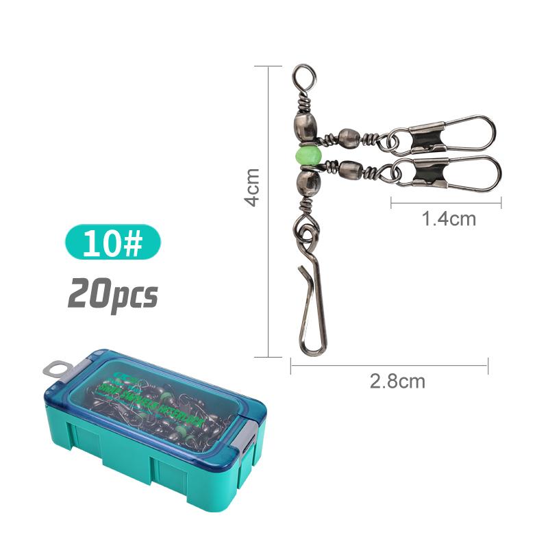 8#/10# Glow Fishing Pin Connector - Swivel Barrel Squid Rig with  Hard  Bait Lock, 25 - Piece  Kit for  Luminous Tackle
