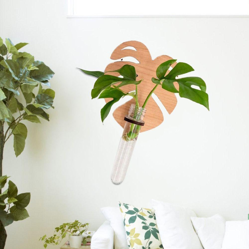 Plant Storage Rack Hydroponic Vase Leaf Shape Hanging Planter Wall Hanging Vase  Home/Office Decor