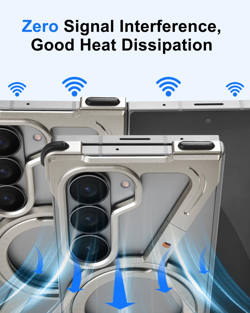 Frameless Z Case for Samsung Galaxy Z Fold 8 Ultra 7 Magnetic Stand 360°Rotate Metal Aluminium Phone Cover Shockproof Shell