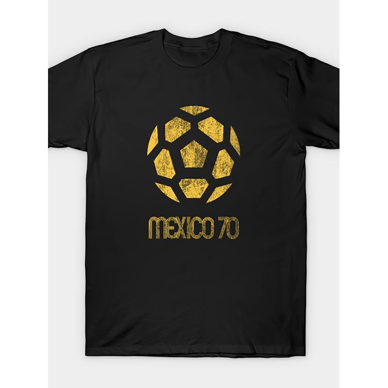Mexico 70 Football Match T-Shirt Men'S Black Basic Crew Neck T-Shirt Weekend Casual Shopping Trips S to 3XL SIZE