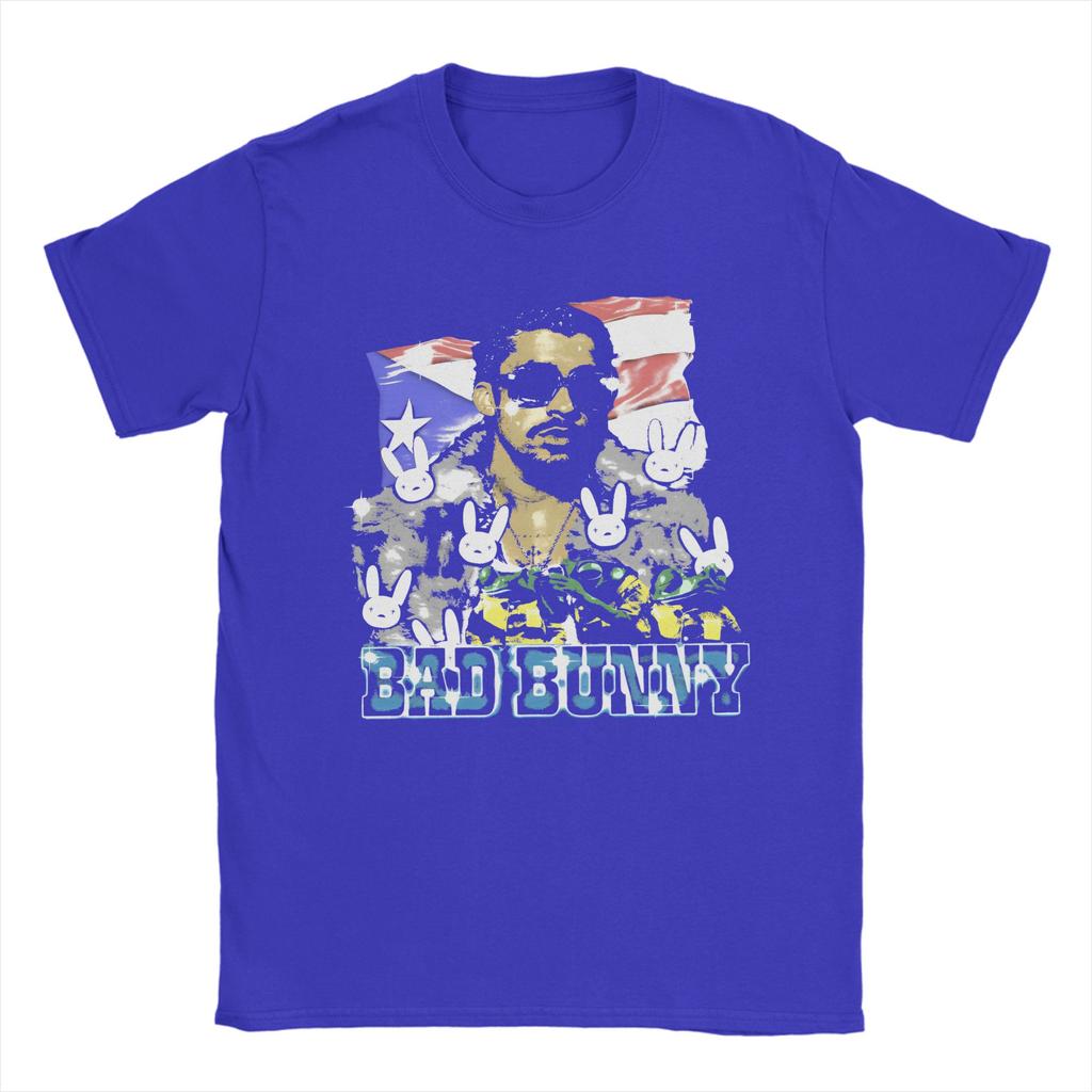 Men Bad Bunny Puerto Rican Flag Benito Bowl T Shirt Pure Cotton Tops Novelty Short Sleeve Crewneck Tees Unique TShirts