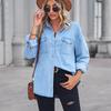 Solid Casual Loose Denim Shirts for Women 2023 Autumn Vintage Women's Oversized Shirts and Blouses Fashion Youth Female Tops
