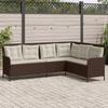 VidaXL Garden Sofa with Cushions L-shaped Brown Wicker, Outdoor Sofa, Outdoor Sofa In Shape of 369001