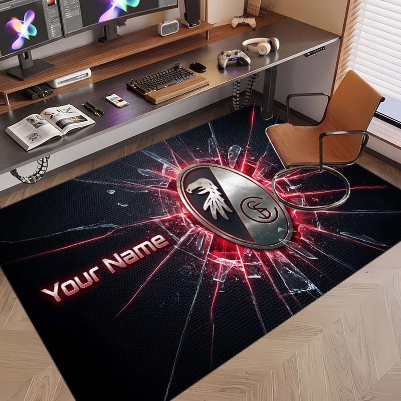 Custom Rug SC Freiburg Pattern Print Name Text Soft Non‑Slip Floor Carpet for Home Indoor Decoration