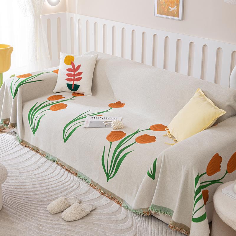 Полотенце для дивана-тюльпана, универсальное покрывало для дивана из синели с защитой от царапин, одеяло на четыре сезона, простой современный чехол для дивана, подушка