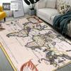 Retro Map Carpet Large Living Room Rug Bedroom Furniture Floor Mat Vintage Decoration Home Flannel Rug Washable Hall Carpet