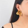 Retro Light Luxury Alloy Three-Dimensional Large Flower Earrings Exaggerated High-Grade Multi-Layer Gold Flower Earrings