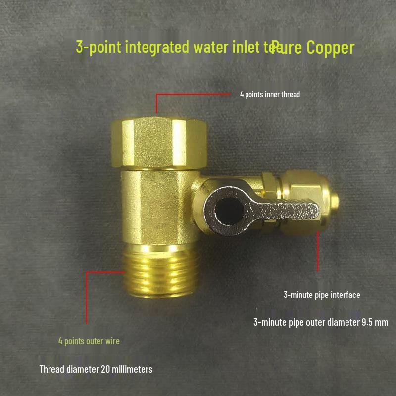 Household Water Purifier Inlet Tee Valve Connector, 4-to-2/3-point Ball Valve Switch