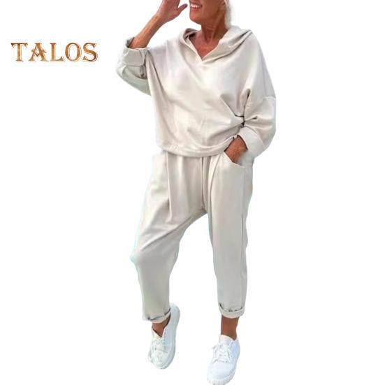 2 шт./комплект женский весна осень топ брюки комплект с капюшоном однотонный длинный рукав толстовка с капюшоном эластичный пояс спортивные штаны спортивный костюм повседневный спортивный костюм