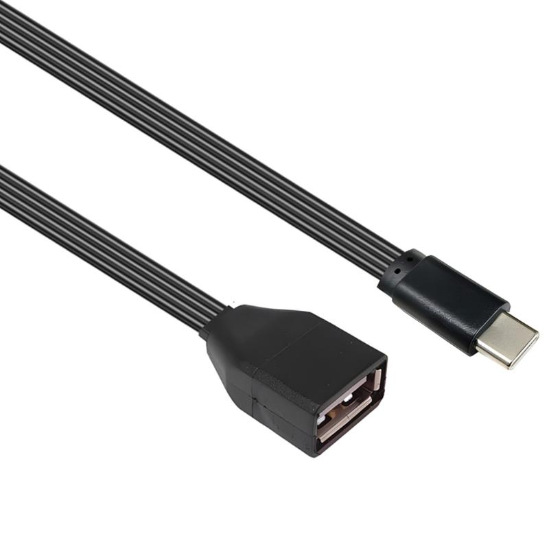 Плоский силиконовый OTG кабель-адаптер Type C на USB 2.0 для подключения флешек, кардридеров, мышей, клавиатур