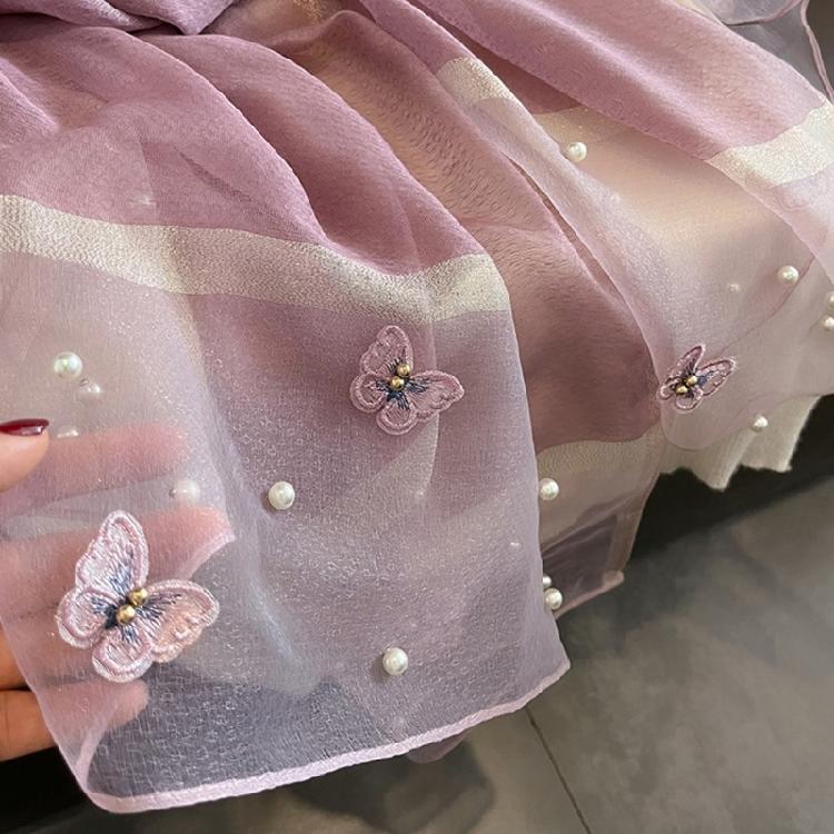 Stylish Butterfly Design Polyester Scarf Women Hijab Shawl Stole Wrap Beaded Accents Fashion Accessory
