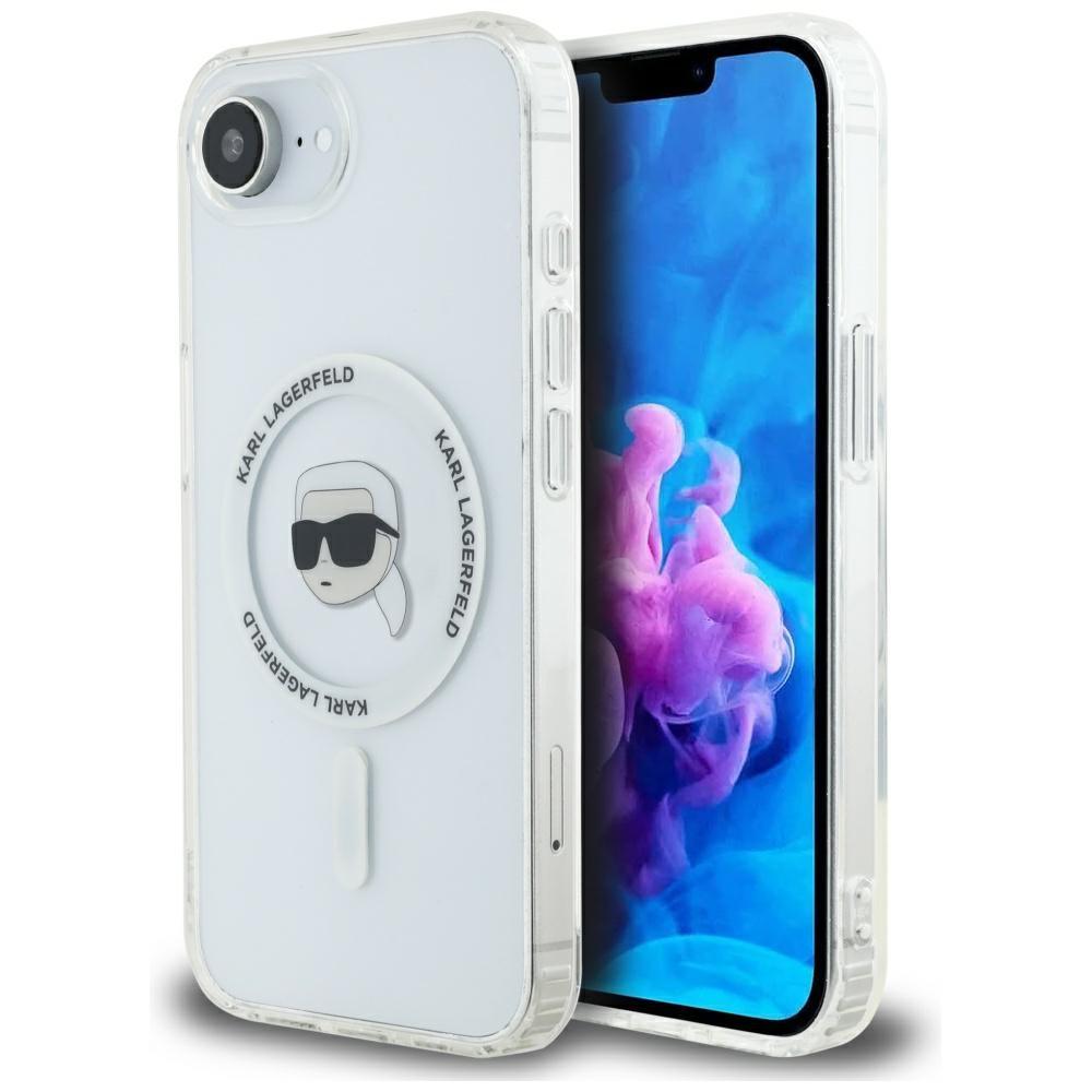 Karl Lagerfeld IML Metal Karl Head MagSafe Case for iPhone 16e / 17e White