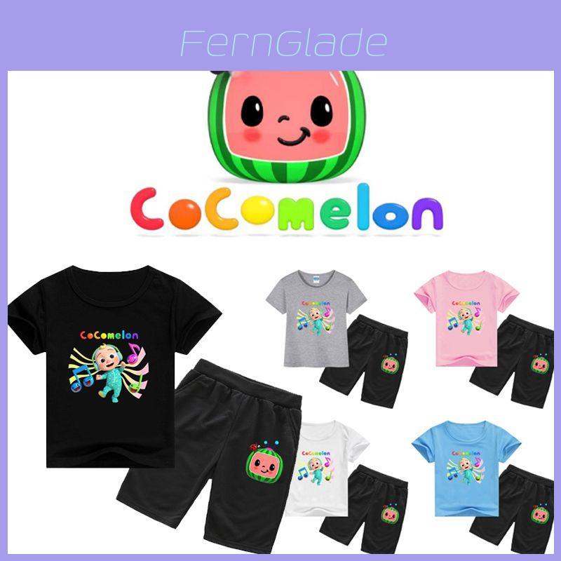 Kids Cocomelon Short Sleeve Tshirt Shorts Boys Girls 2pcs Tops Pants Set Casual
