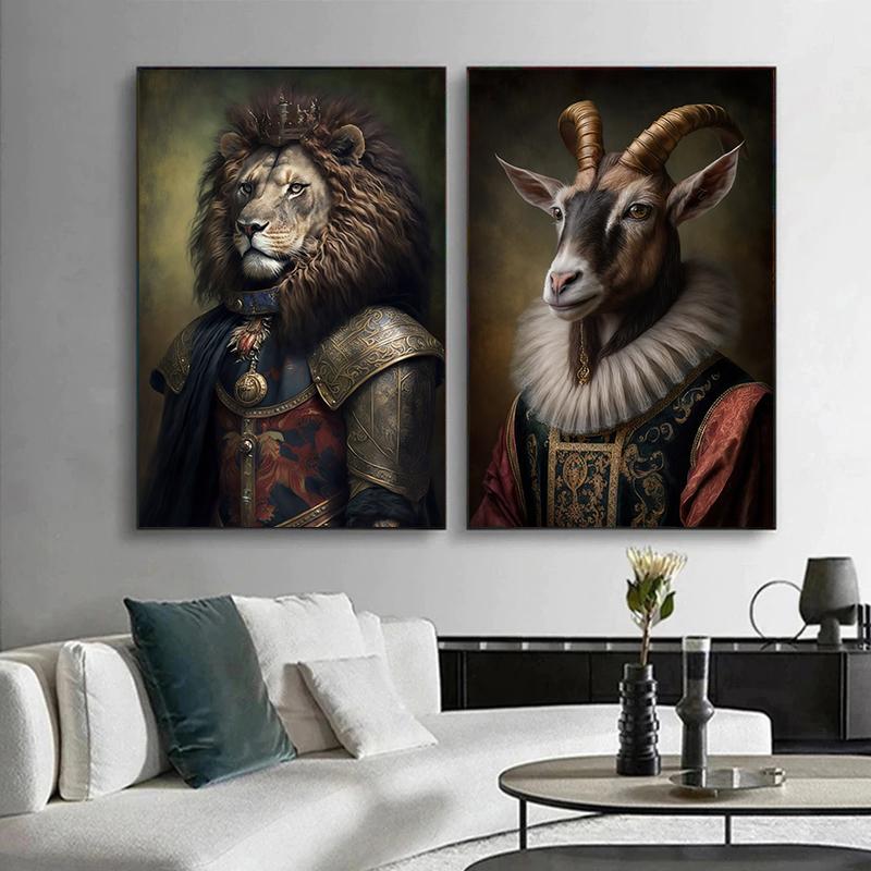 Аристократический постер с животными в стиле ретро, лев, жираф, кошка, печать на холсте, настенные художественные картины для украшения гостиной и дома